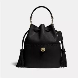 Coach Lora With Whipstitch Detail Black/Gold Bucket Bag